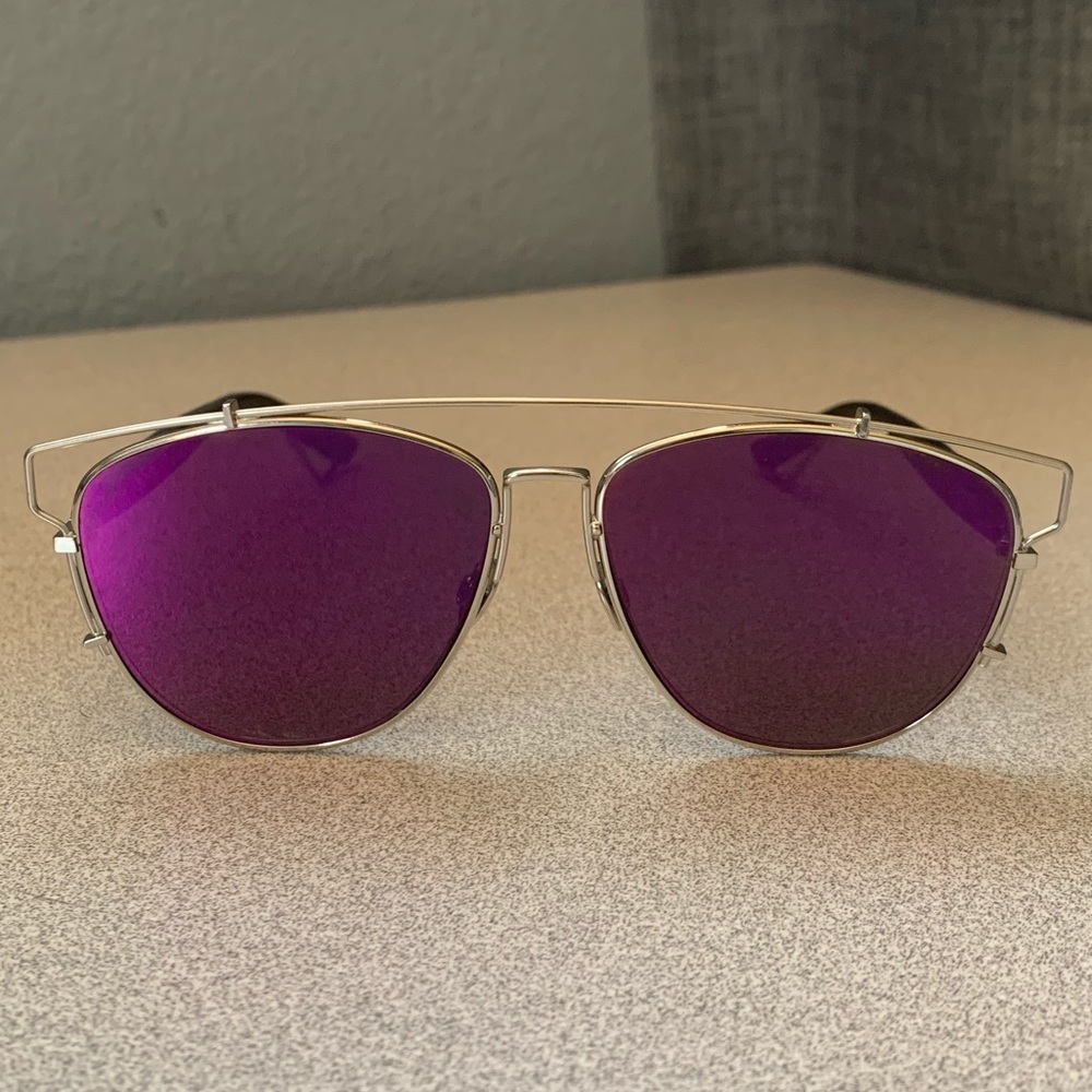 Dior Women's Sunglasses Silver Frame with Purple Lenses